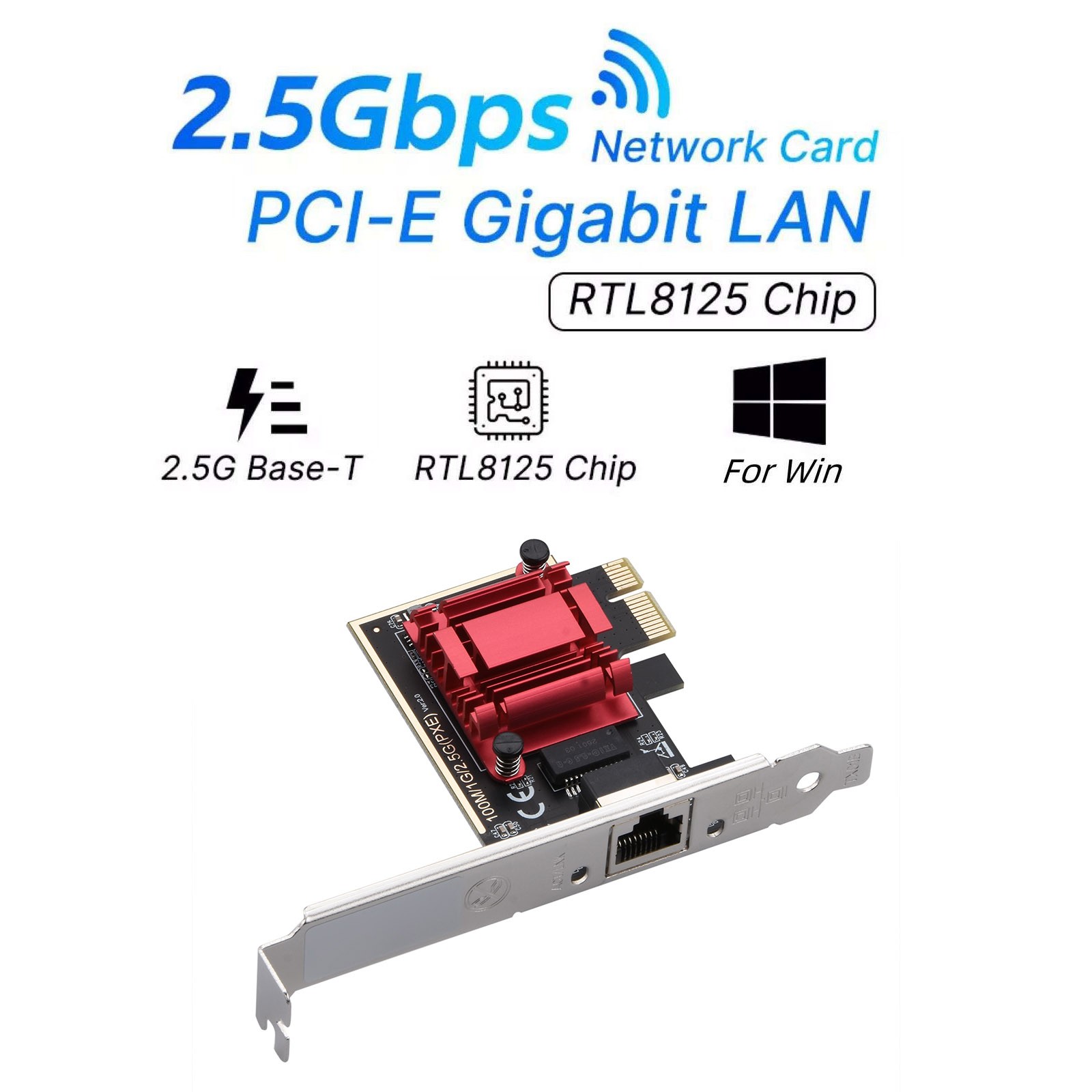 Network Adapter Card 2.5G PCI-E To RJ45 RTL8125 Computer Modification Accessory