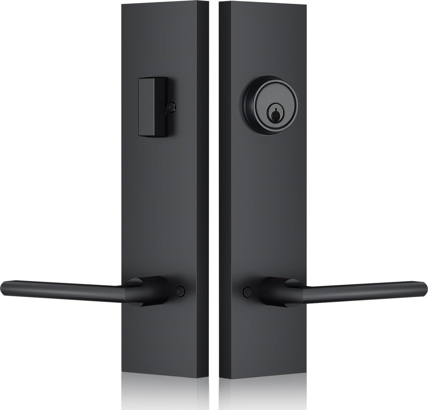 Matte Black Front Door Handle Lock Set w/ Deadbolt Exterior Lever 3 Keys