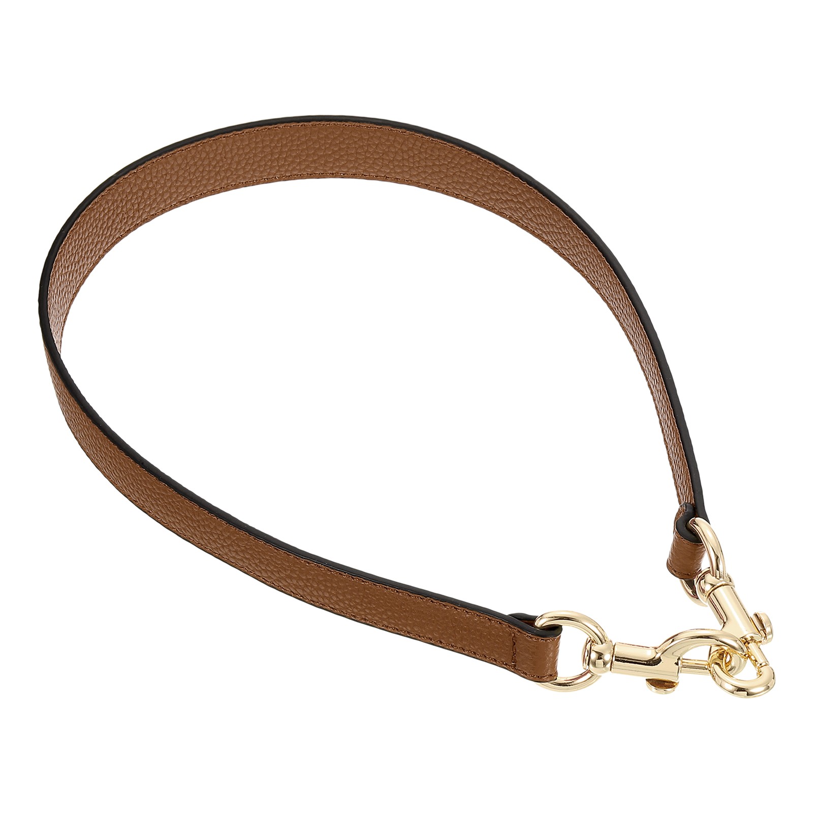 25.59 Inch PU Leather Short Bag Strap with Clasp, Brown, Gold Buckle