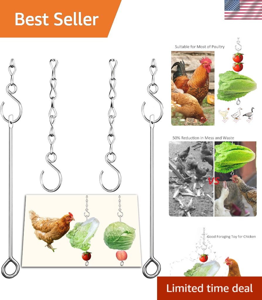 Elegant Stainless Steel Chicken Vegetable Skewer Feeder for Large Birds - 2 Pack