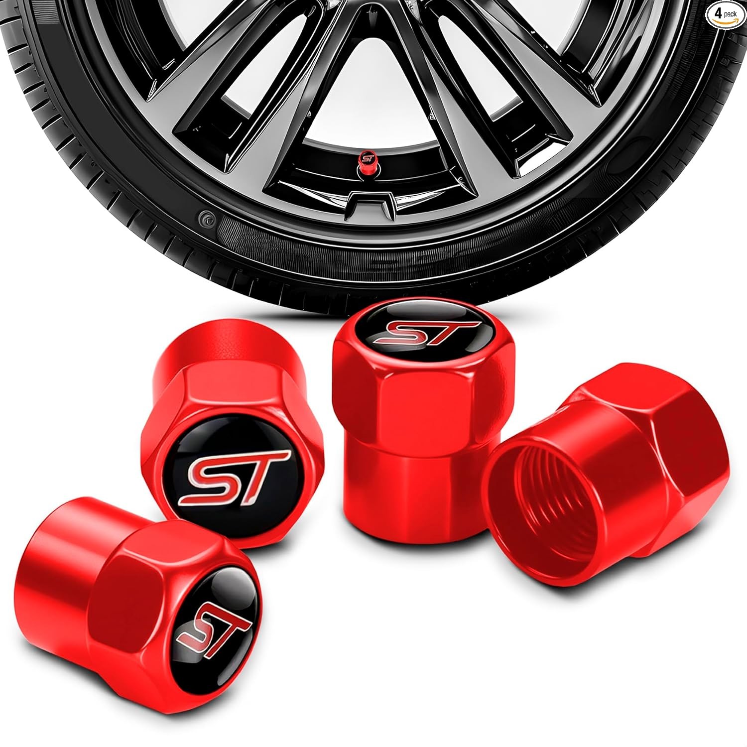 4Pcs Metal Tire Valve Stem Caps with Rubber O-Rings – Durable Metal Alloy, Corr