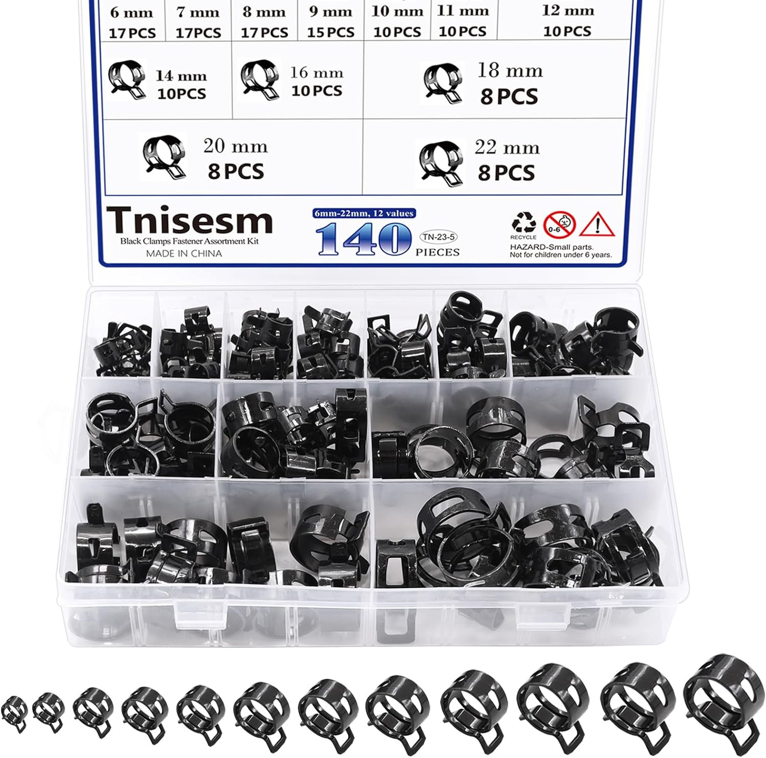 140 Spring Hose Clamps 6-22Mm Silicone Vacuum Hose Action Low Pressure Air Clip