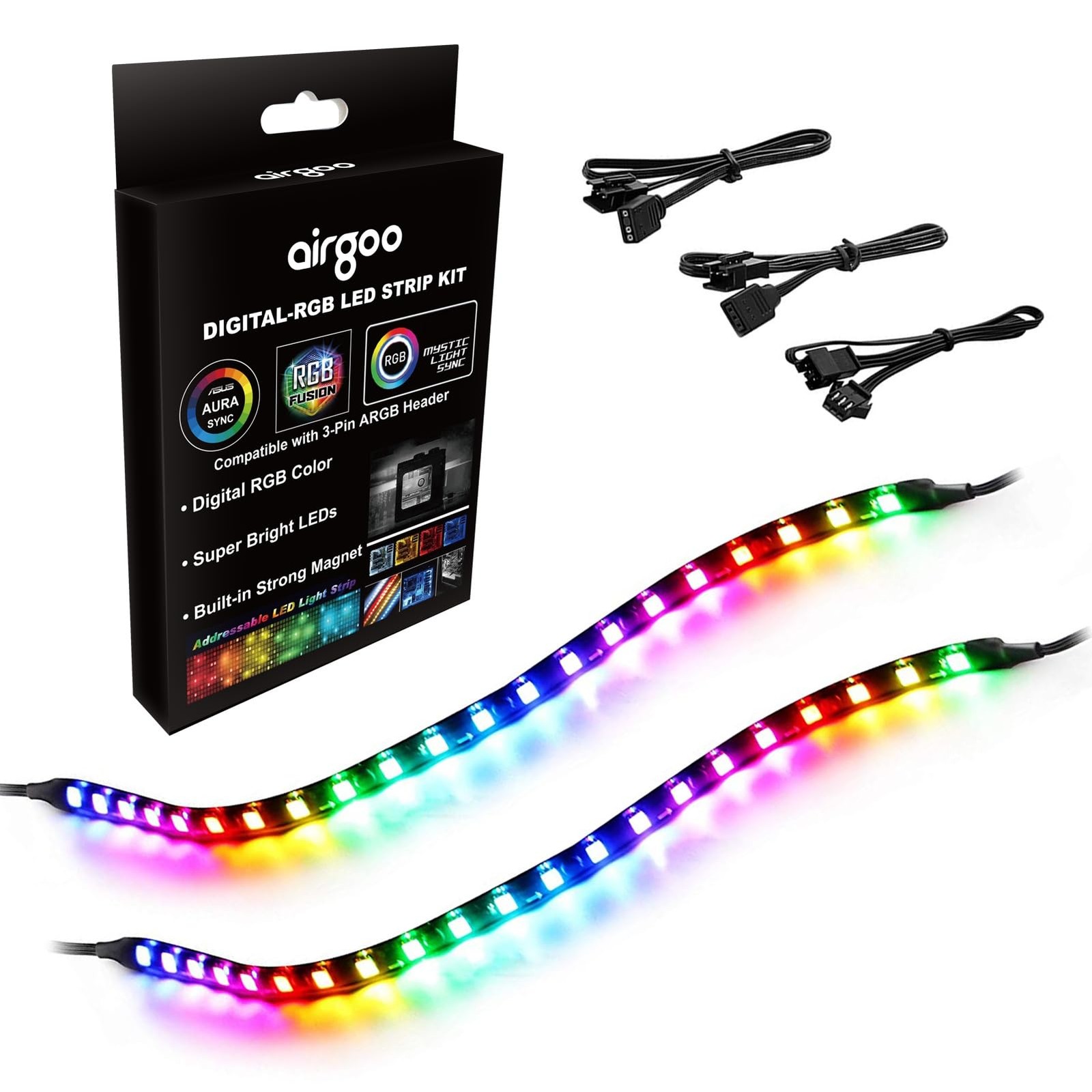 Addressable RGB PC LED Strip, 13.78 x 0.39 x 0.12 inches Clear Silicone Cover...