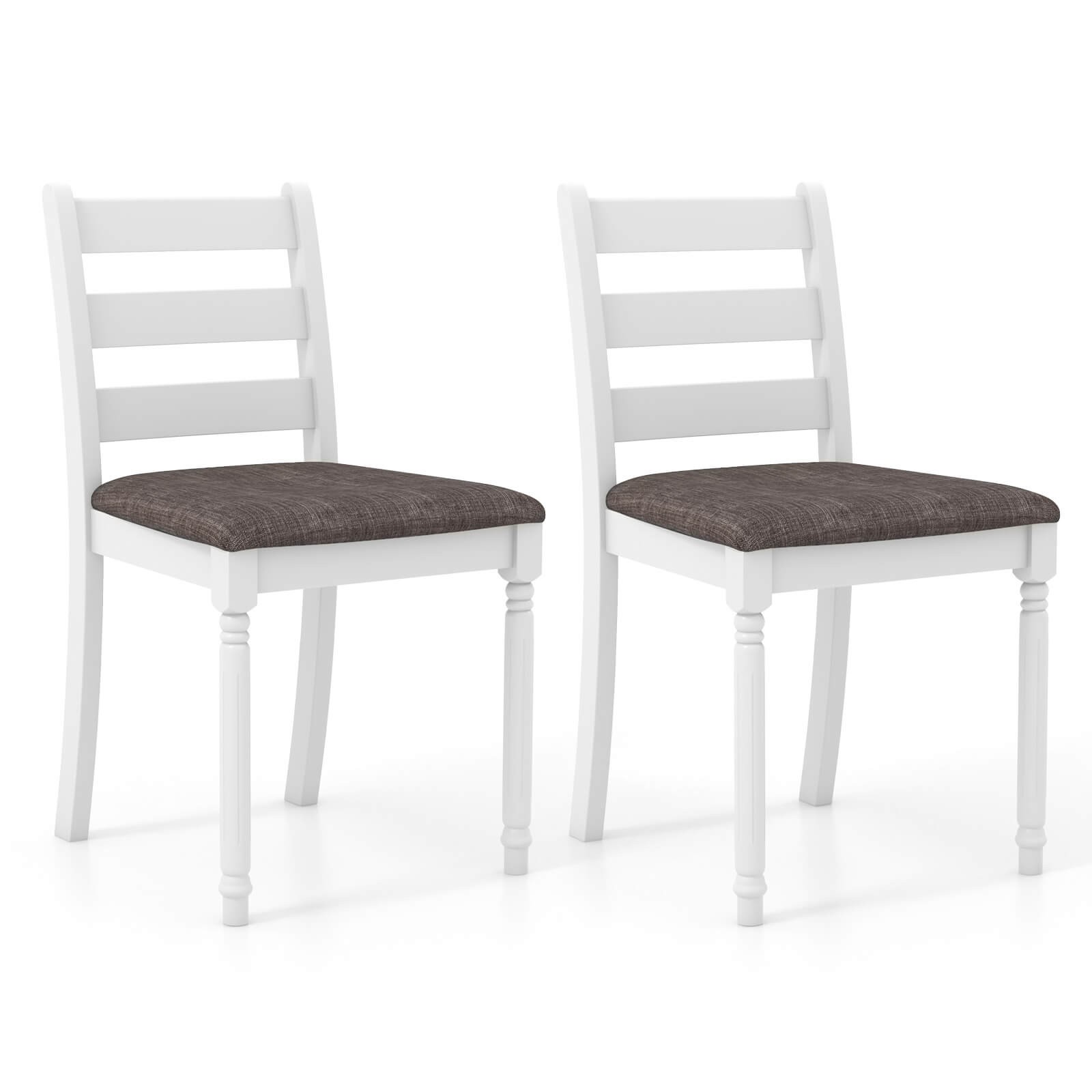 Wooden Dining Chair Set of 2 w/ Acacia Wood Legs Padded Cushion Ladder Back