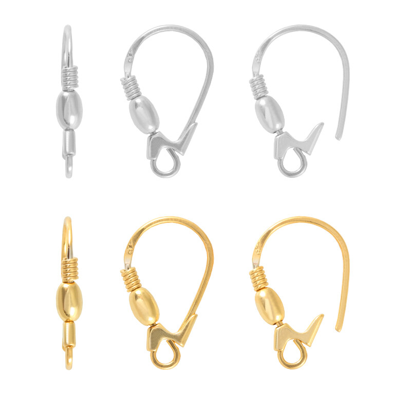 Sterling Silver Earrings Safety Fish Hooks with Closed Loop 18.5x8mm