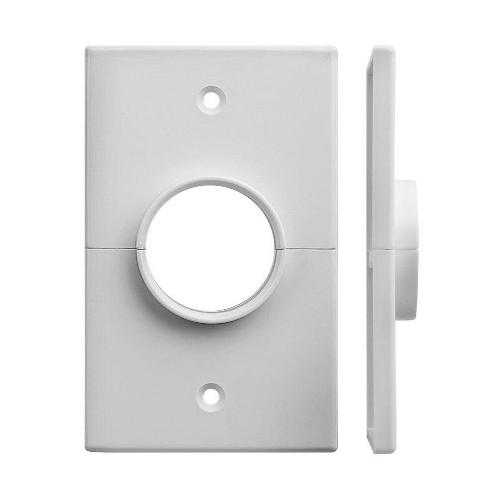 Single Gang Wall Plate with 1-3/8" Cable Hole, White - for AV & Home Theater