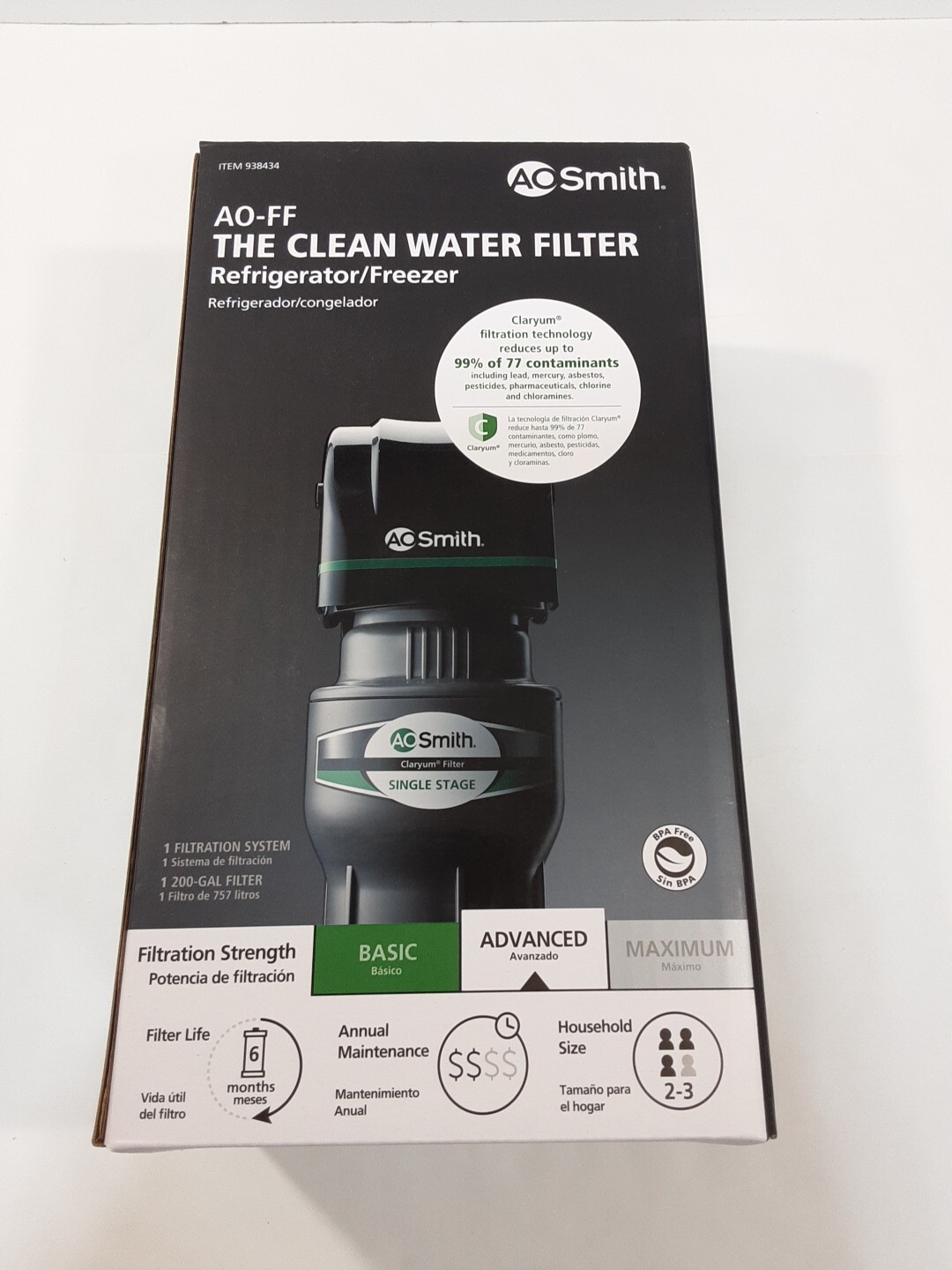 AO Smith AO-FF Clean Water Advanced Carbon Water Filtration System Filter New