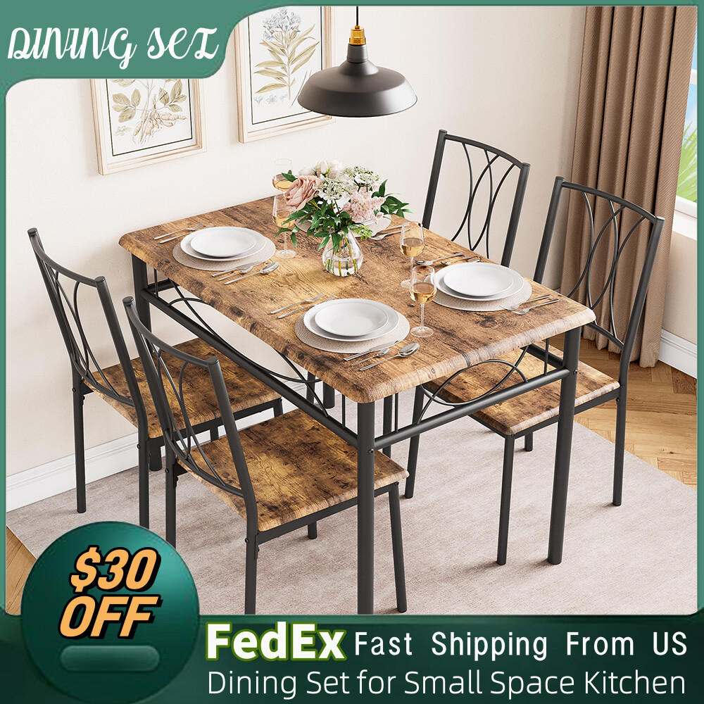 Dining Table Set Chairs Home Kitchen Breakfast Wood Top Dinette Table 3/5 Piece
