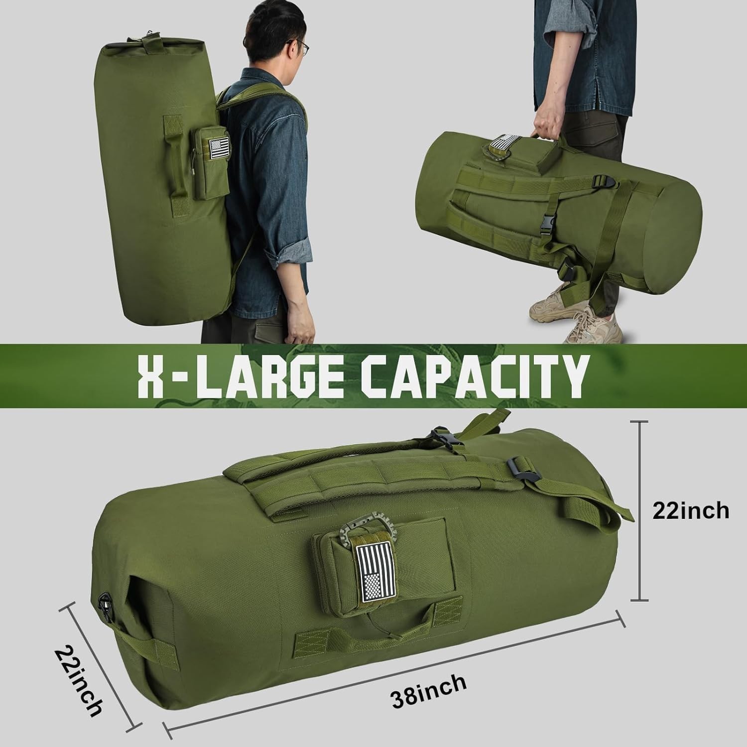 Durable 110L Military Duffle Bag - Comfortable Carry with Maximum Storage Space