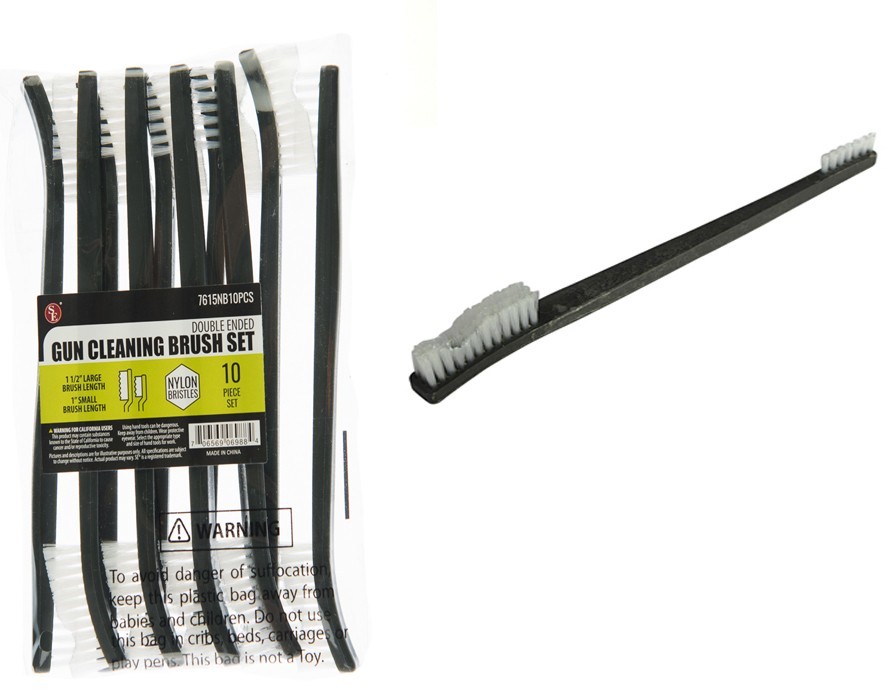 10 Pc 7" Double Ended Gun Cleaning Brush Set Nylon Bristles Pistol Rifle Brushes