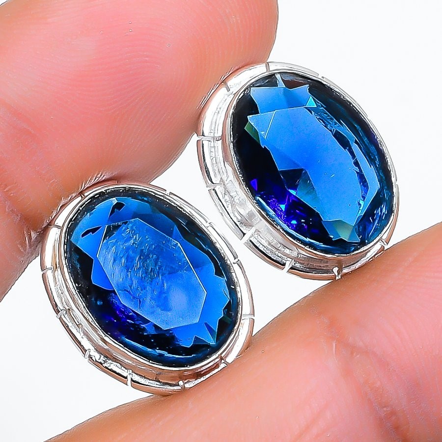 Blue Tanzanite Gemstone 925 Sterling Silver Jewelry Stud Earrings For Gift
