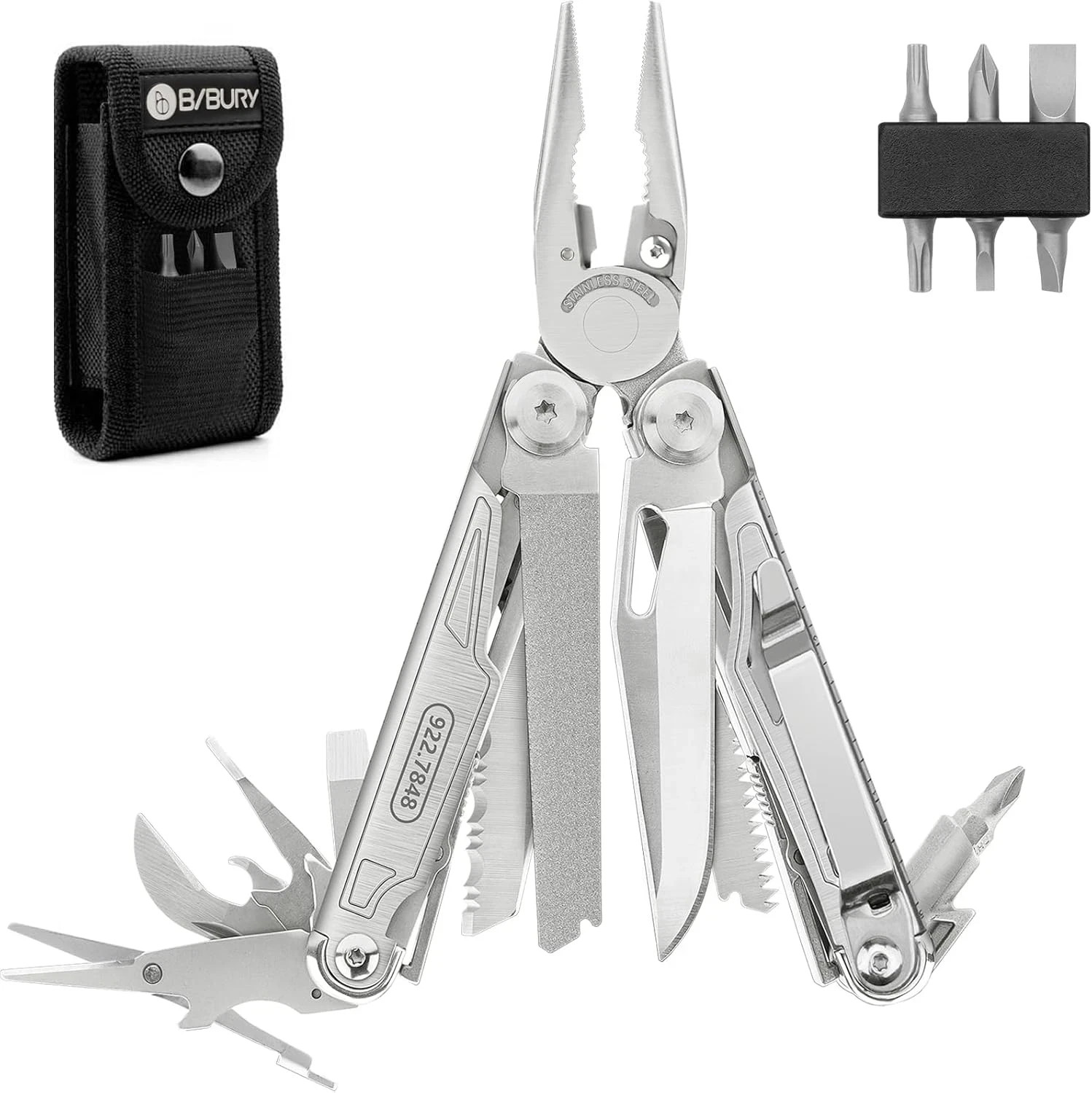 BIBURY Multitool 19-in-1 Stainless Steel Multitool Pliers with Scissors Outdoor