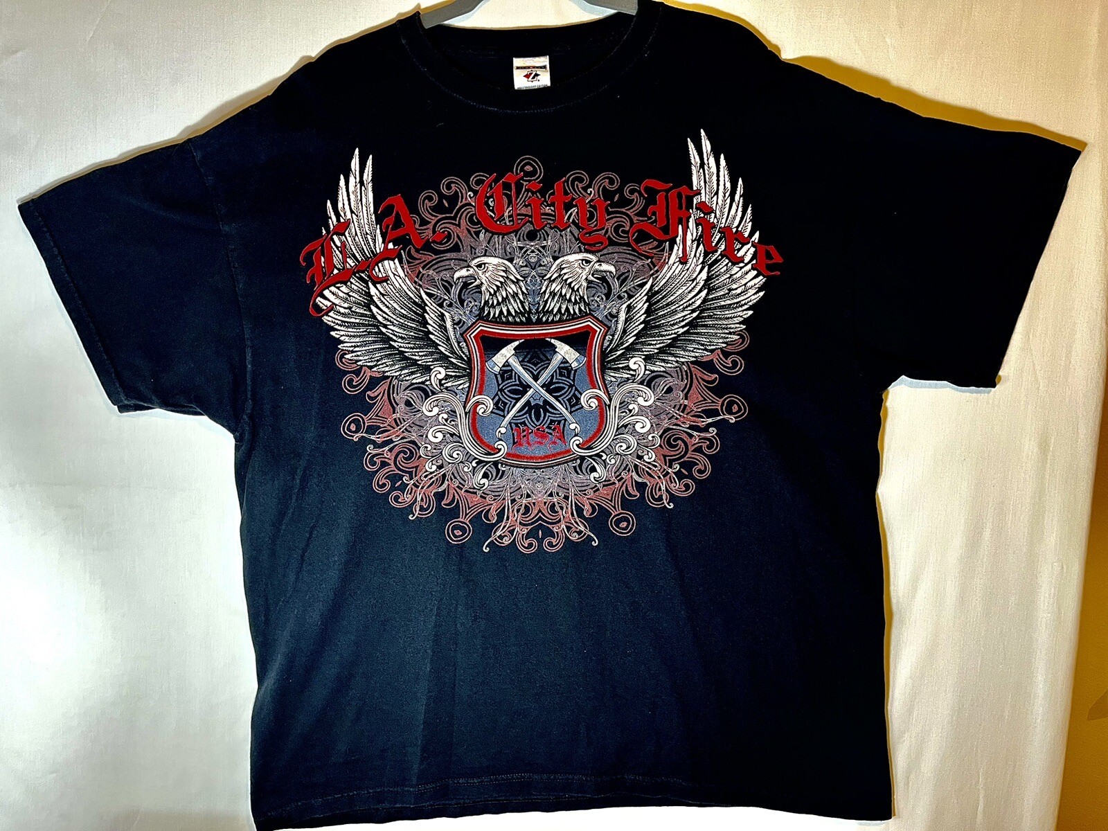 Jerzees Z LA CITY Fire Tee Shirt 2X Eagle Logo
