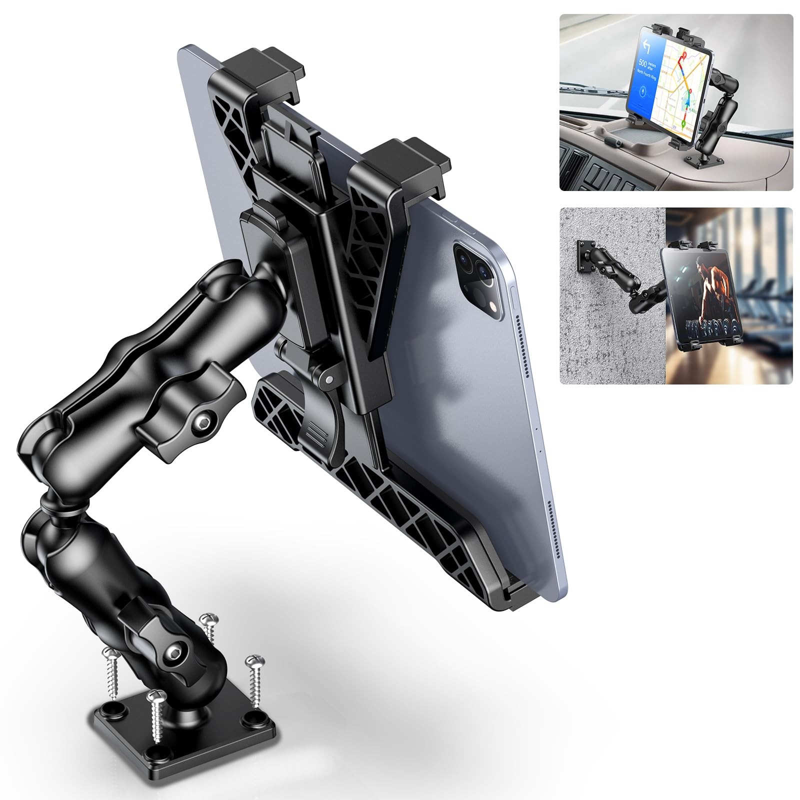 Tablet Holder for Truck, Heavy Duty iPad Mount for Drill Base 360°Adjustable ...