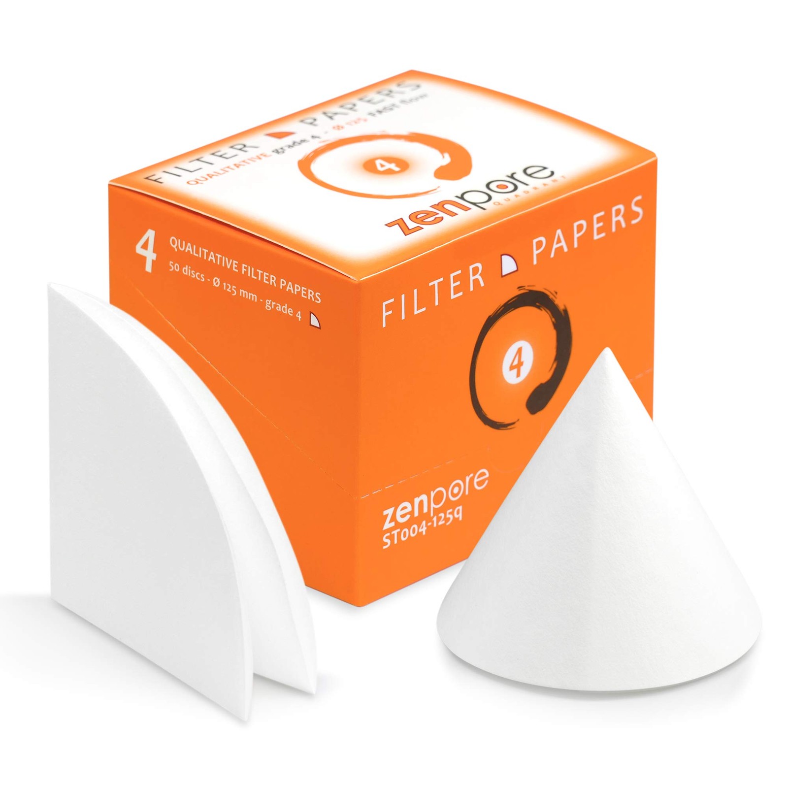 50 PCS Qualitative Filter Paper 12.5 cm Quadrant Folded Grade 4 Fast Flow