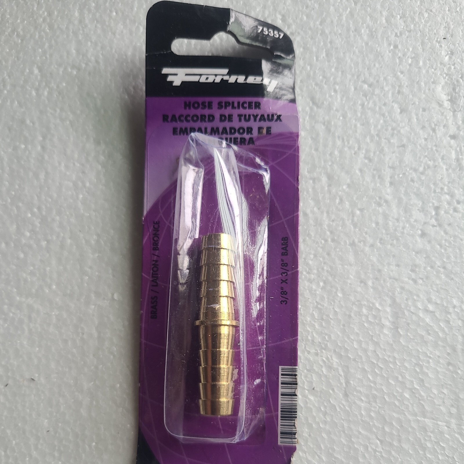 Forney 75357 Brass Hose Splicer, 3/8 x 3/8 barb, fits 3/8 ID, package dented