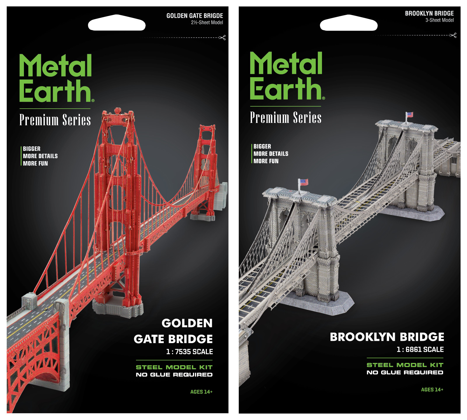 Fascinations ICONX SF GOLDEN GATE & NY BROOKLYN BRIDGE Metal Earth Model Kit Set