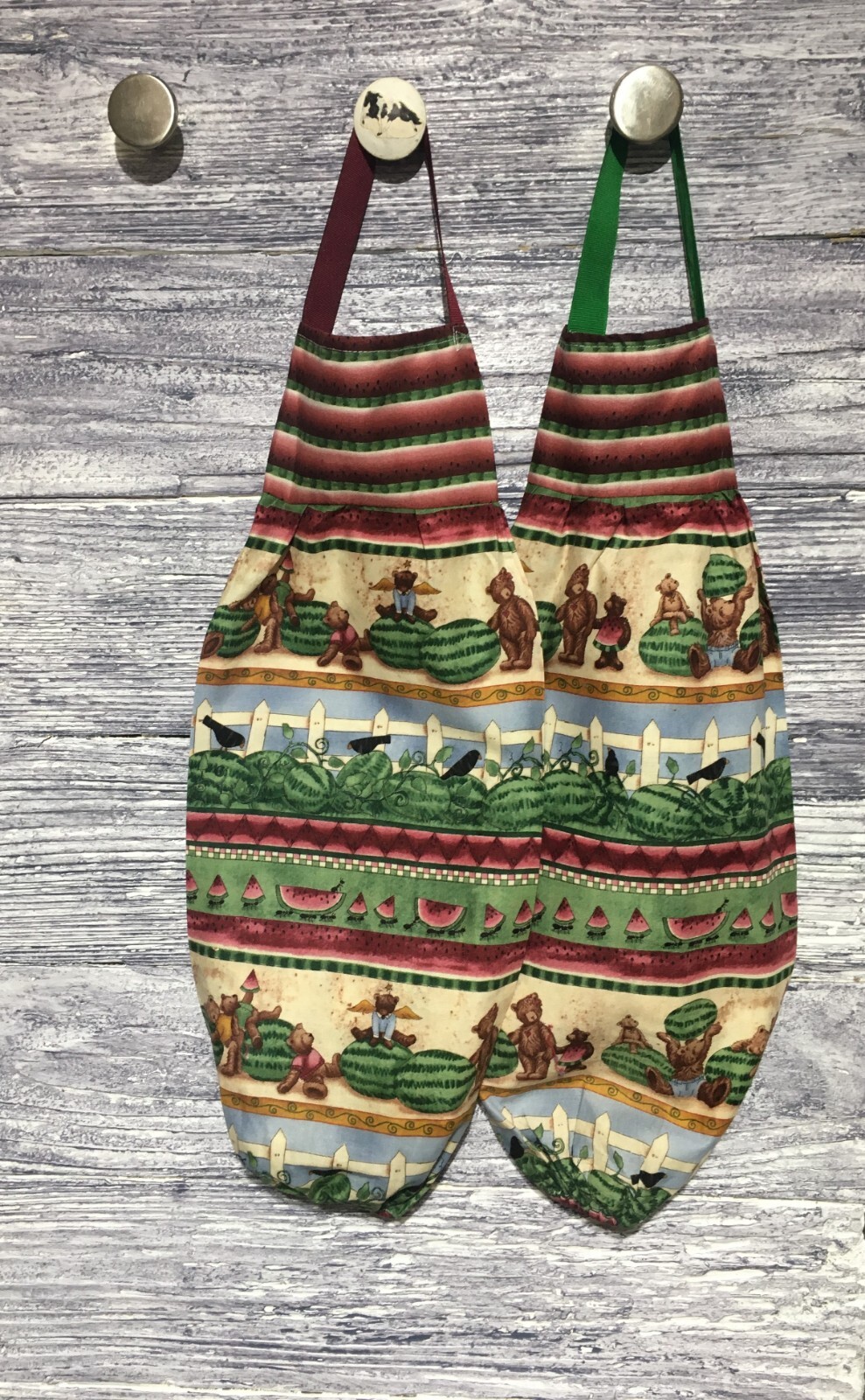 Plastic Grocery Bag Rag Sock Holder Bears Watermelon Blackbird Ants Picket Fence