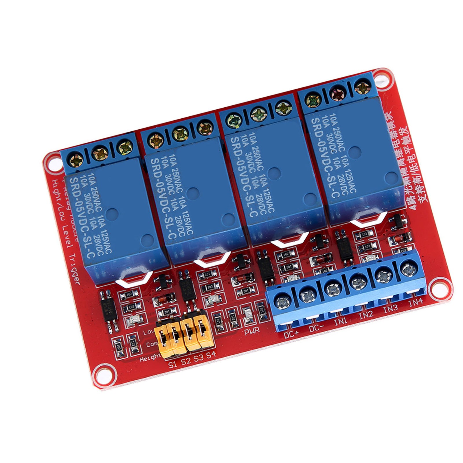 4 Channel Optocoupler Relay Module Board Stable Performance For Projects
