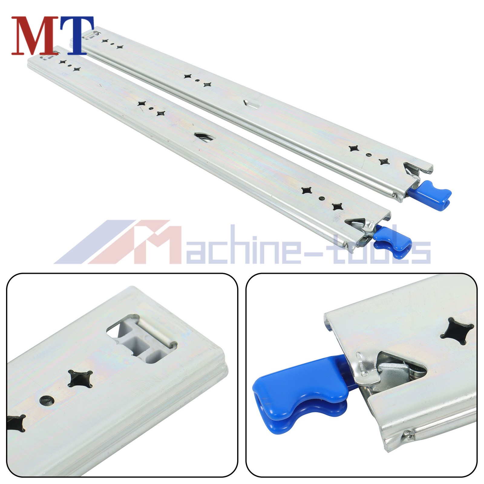 20" Drawer Slides With Locking Mechanism 500lb Full Extension Tool Box
