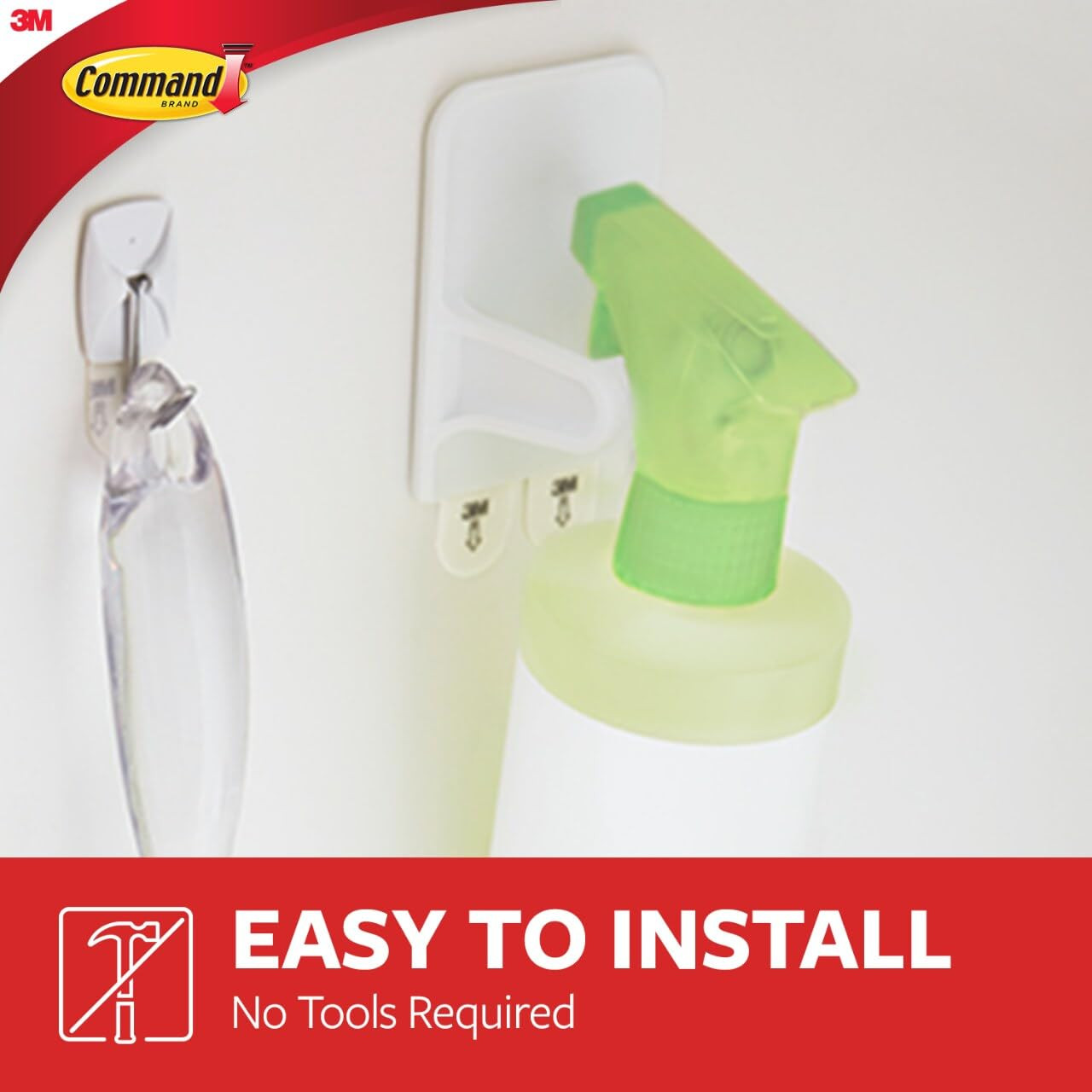 Command Spray Bottle Holder Set 2 White Hangers Damage Free Storage Solution