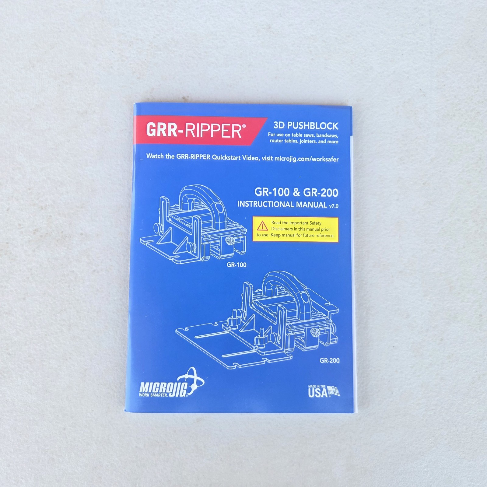 Micro Jig GRR-RIPPER Advanced Pushblock Jig for Table Saw/Bandsaw GR-200