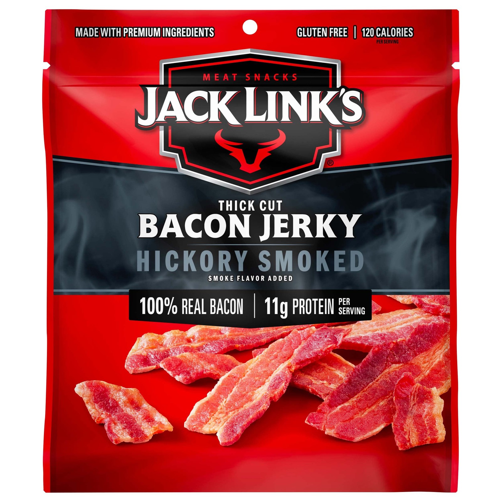 Jack Link's Bacon Jerky, Hickory Smoked - Flavorful Ready to Eat Meat Snack