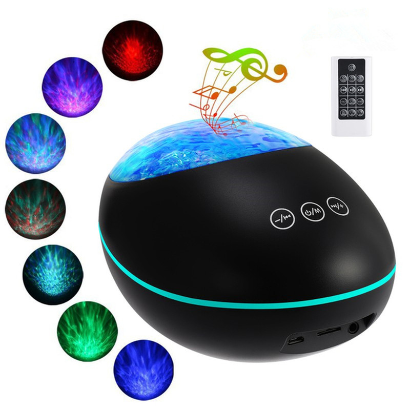 Lucky Stone Ocean Wave Projector Night Light Lamp Bluetooth Music Player Remote