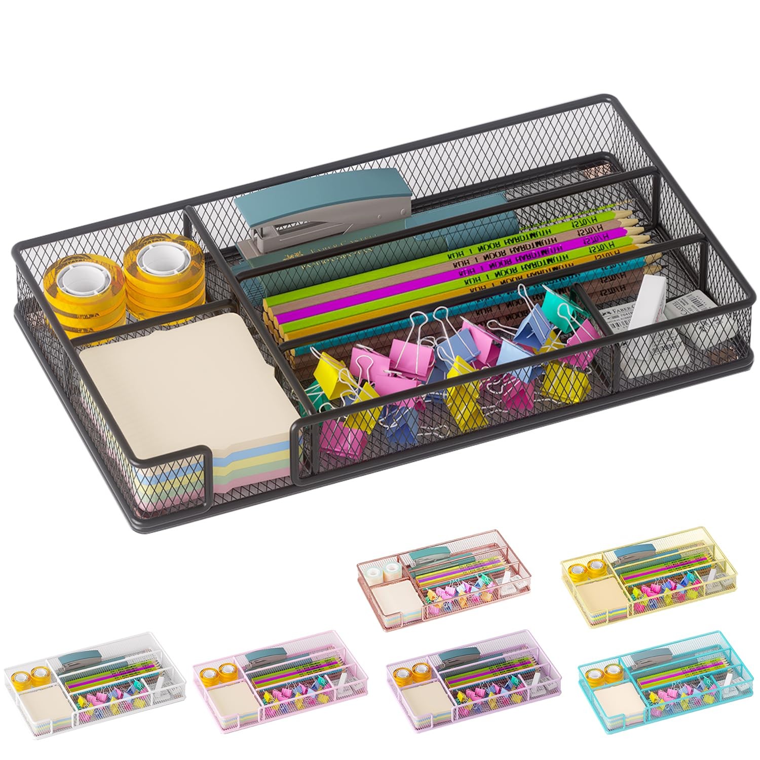 Black Desk Drawer Organizer Tray Office Workspace Storage Box For Tools