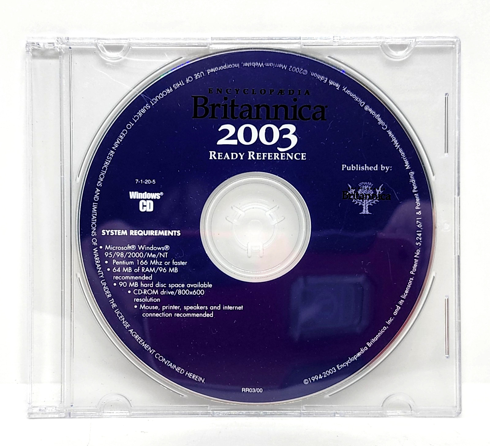ENCYCLOPEDIA BRITANNICA 2003 READY REFERENCE CD-ROM ~ WINDOWS 95/98/2000/Me/NT