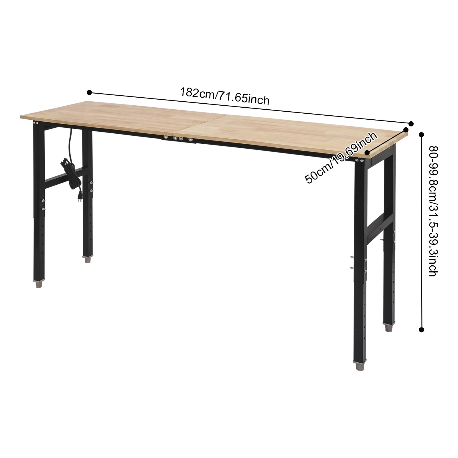 Adjustable Height Workbench Max 2000 lbs Heavy Duty Work Bench W/Power Outlets