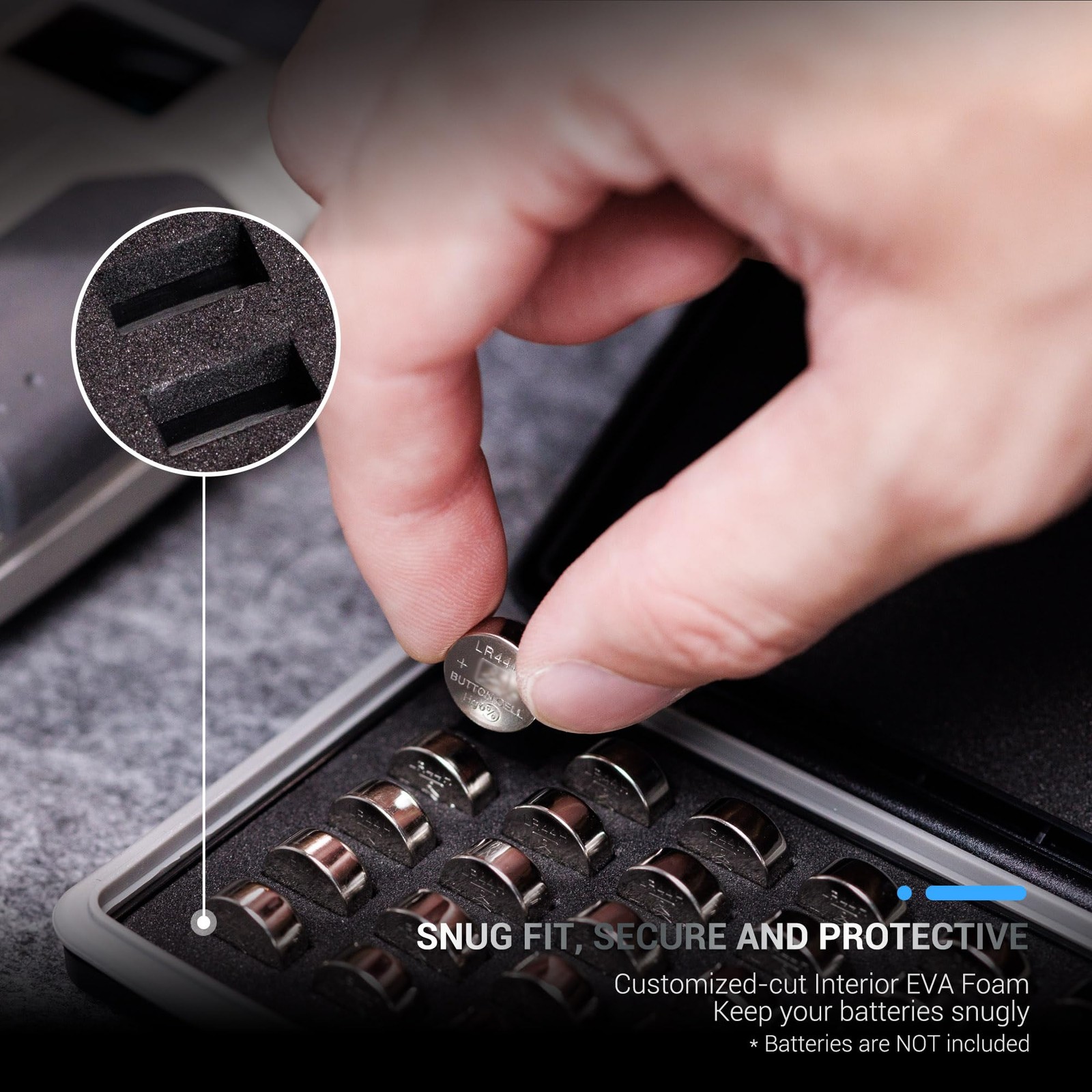 LR44 Battery Case Holder, Water-Resistant Compact Button Coin Cell Batteries