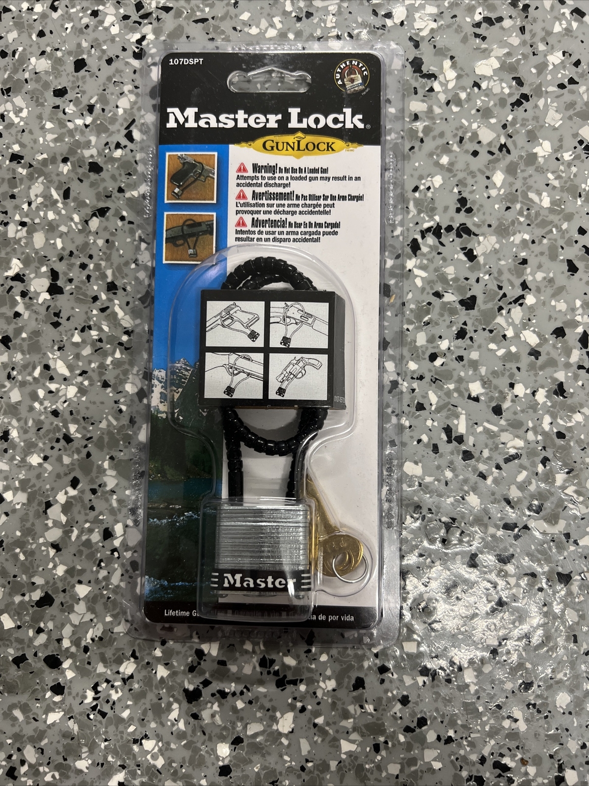 Master Lock Braided Stainless Steel Cable Gun Lock Scratch Resistant 107DSPT
