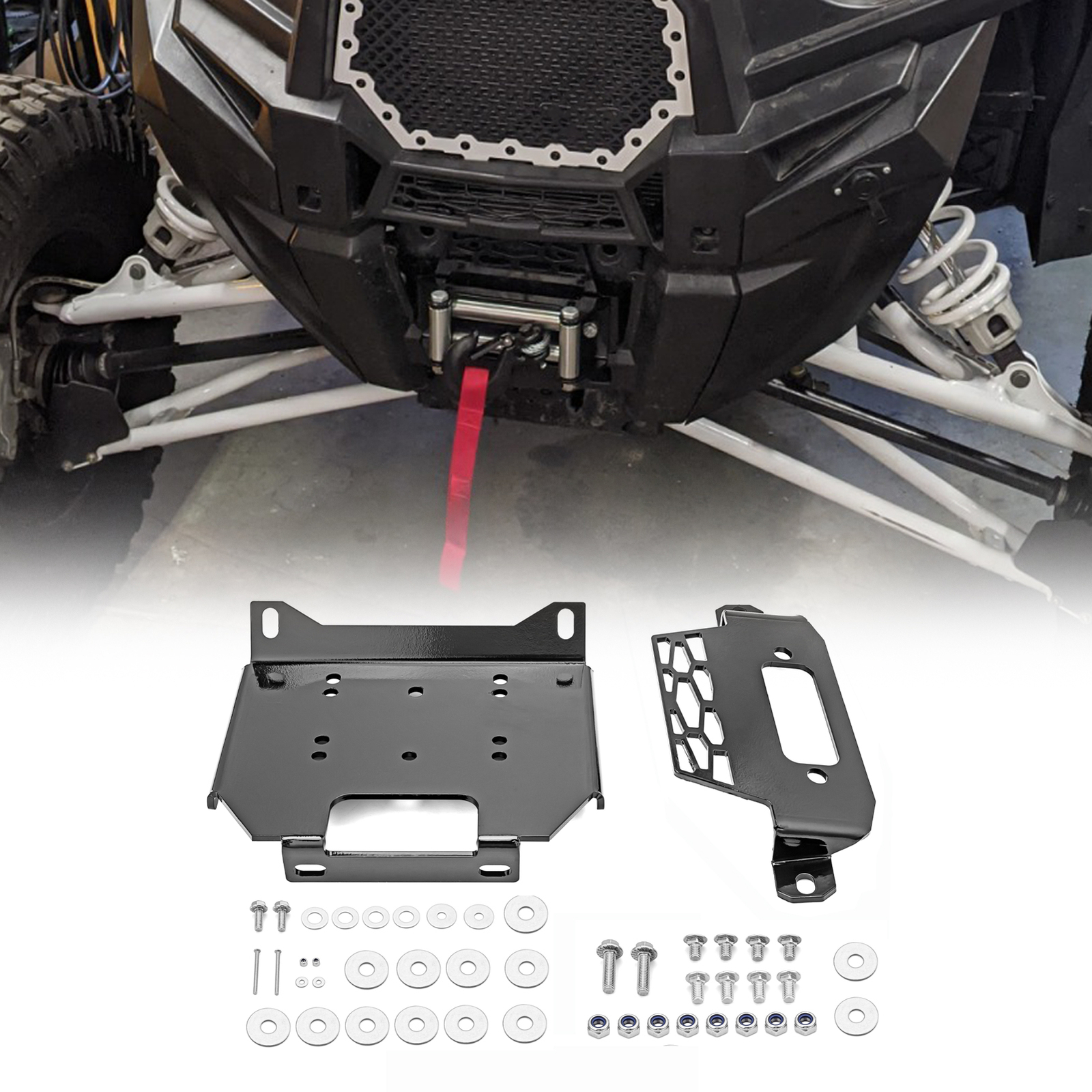 UTV Winch Mount Plate Bracket Fit Polaris RZR XP 1000 & General 1000 2014-2019
