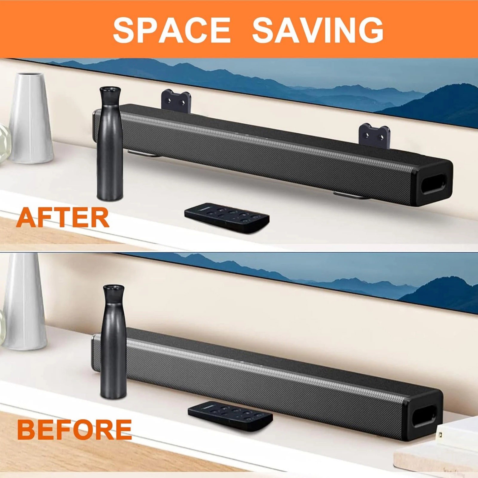 Universal Sound Bar Wall Mount Bracket Kit Includes Long Screws and Anchors