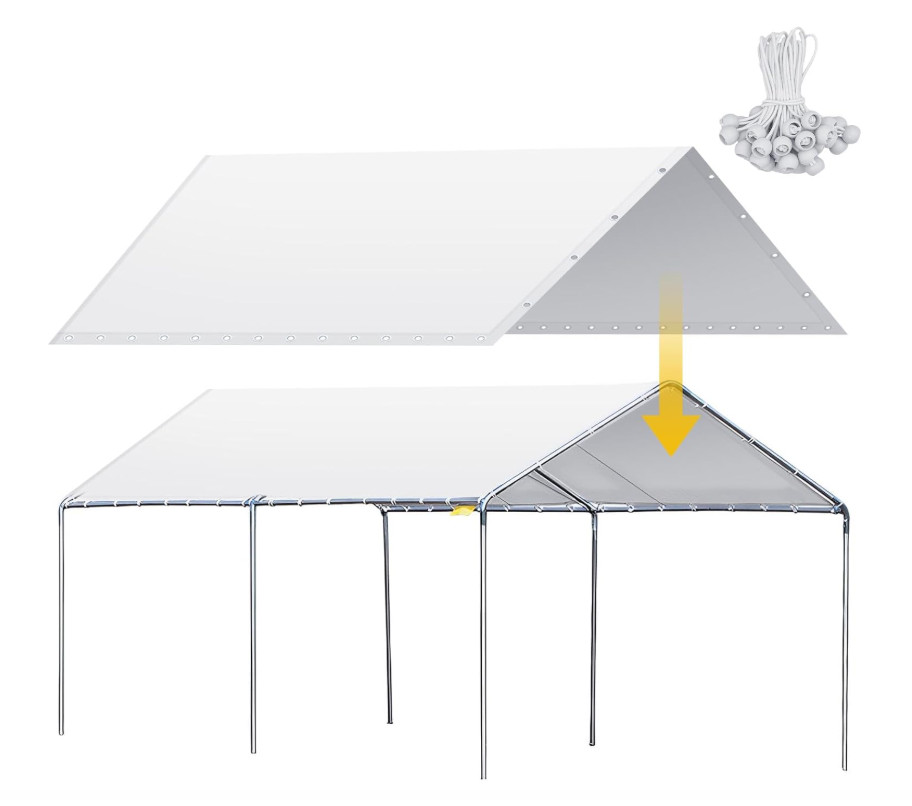 10x20 ft Heavy Duty Waterproof Carport Canopy Tent - Garage Shelter Cover + 50 B
