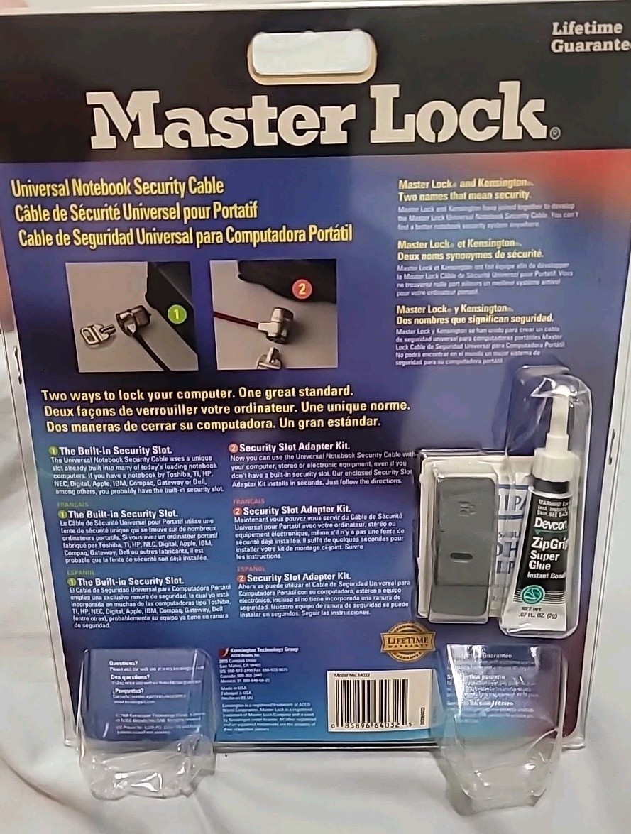 Computer Laptop Security Cable Master Lock Notebook Security Cable New