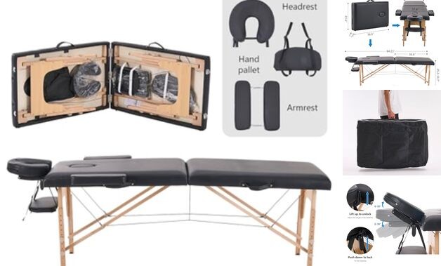 Massage Table Portable Lightweight 2 Folding Adjustable Lash Facial Tattoo