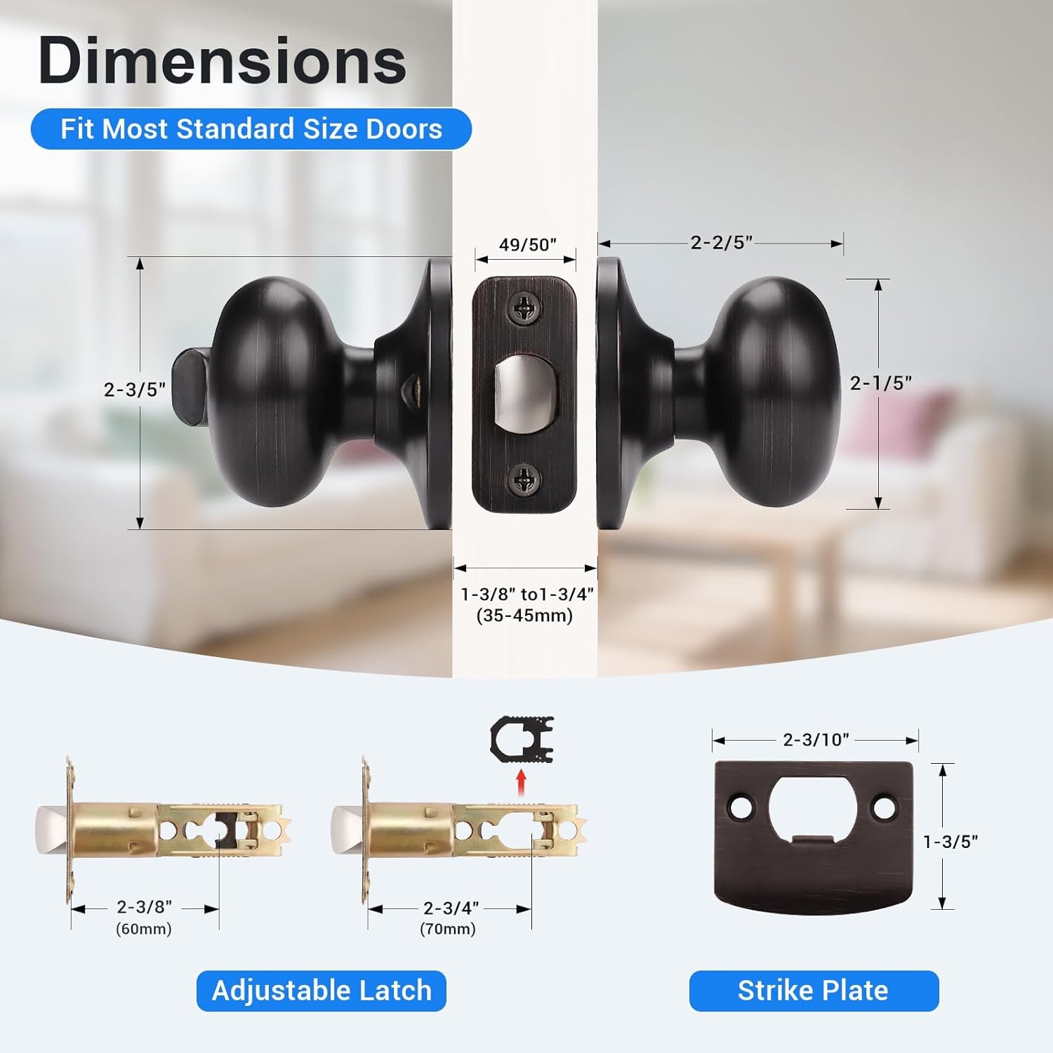 KNOBWELL 4 Pack Privacy Locking Door Knob, Interior 4 Pack, Lock