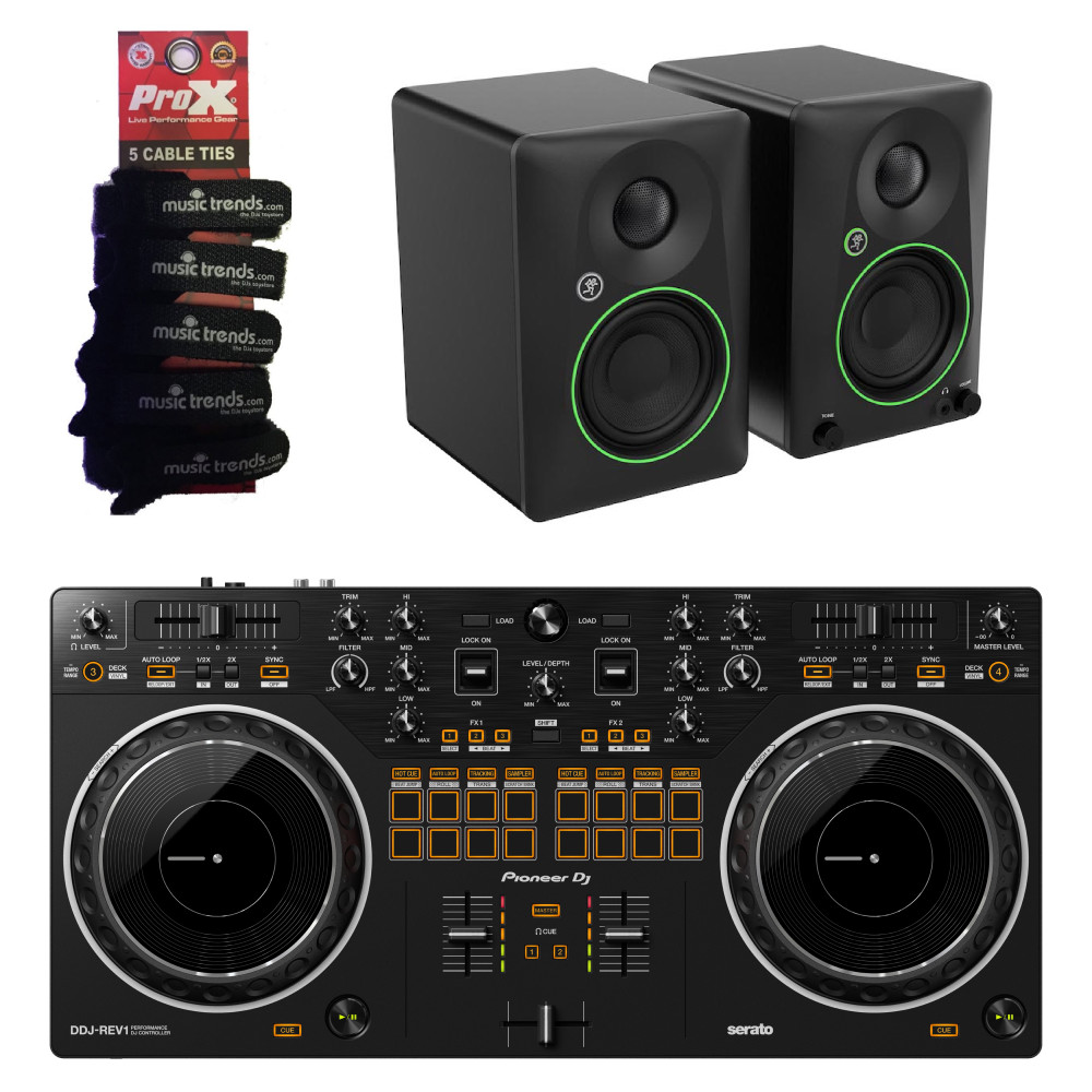 Pioneer DJ DDJ-REV1 Scratch Style 2 Channel DJ Controller + CR4.5BT Speakers
