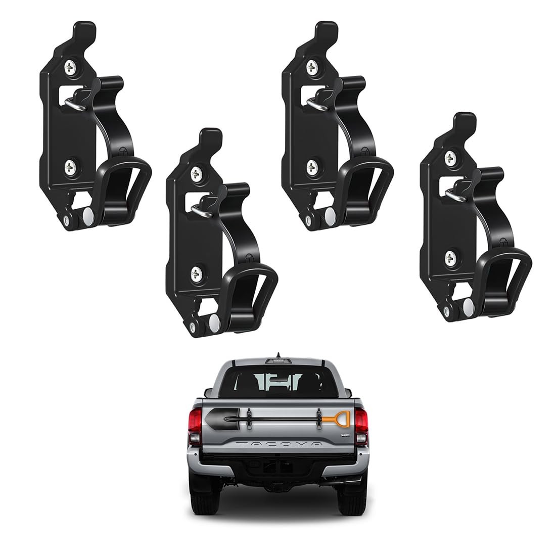 4PCS Shovel Holder for Truck,Shovel Mount Roof Rack Adjusts Metal Black