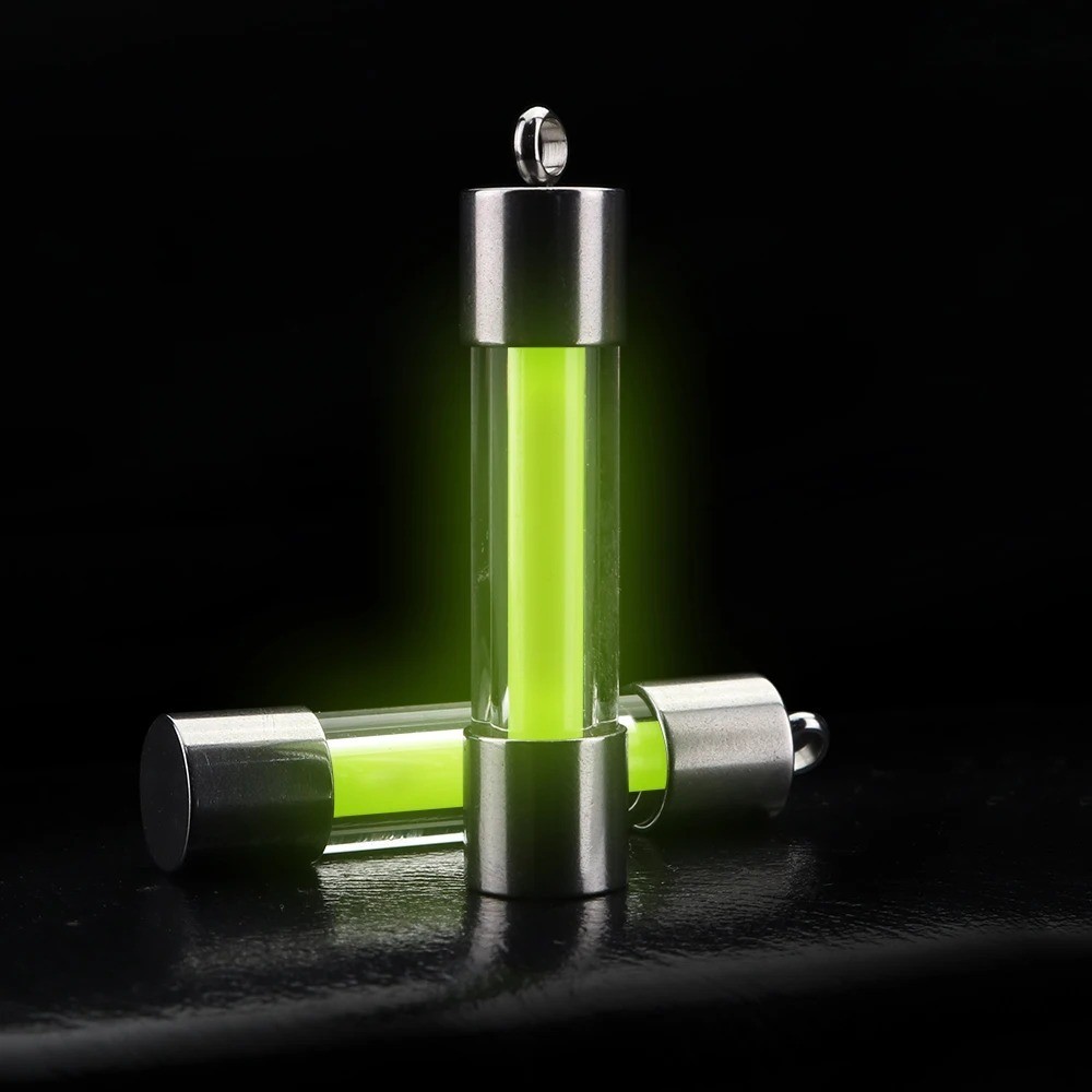 Glow In The Dark Glass Tube Keychain Pendant 3x22.5mm EDC Outdoor Survival Gear