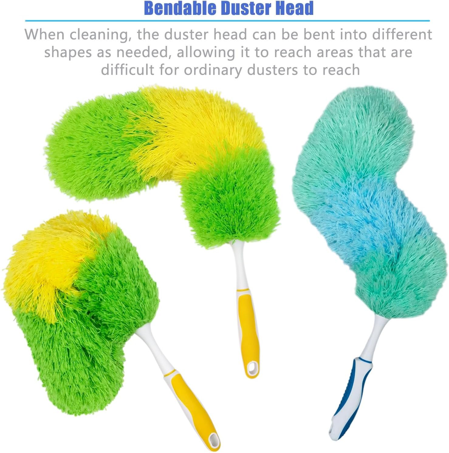 2 Pack 20-inch Microfiber Dusting Dusters with Non-Slip Handles and Bendable Mic