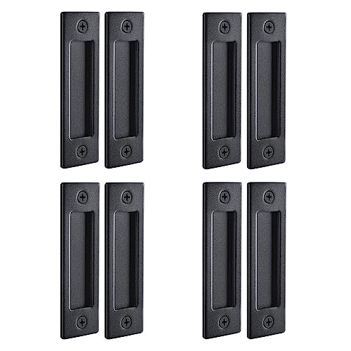 Barn Door Handles Set - Matte Black Sliding Barn Door Hardware Kit, 4 Pack
