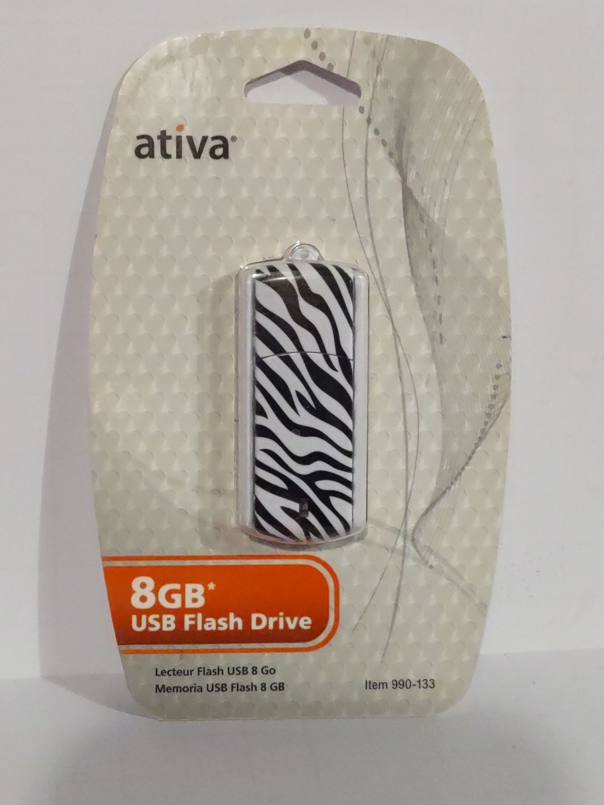 Zebra Stripe Ativa 8 GB USB Flash Drive NIP