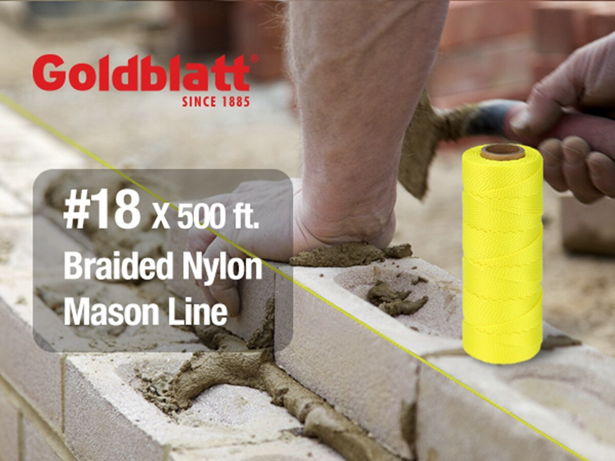 Goldblatt Nylon Mason Line 18# 500FT Braided String Line Nylon Twine for Masonry