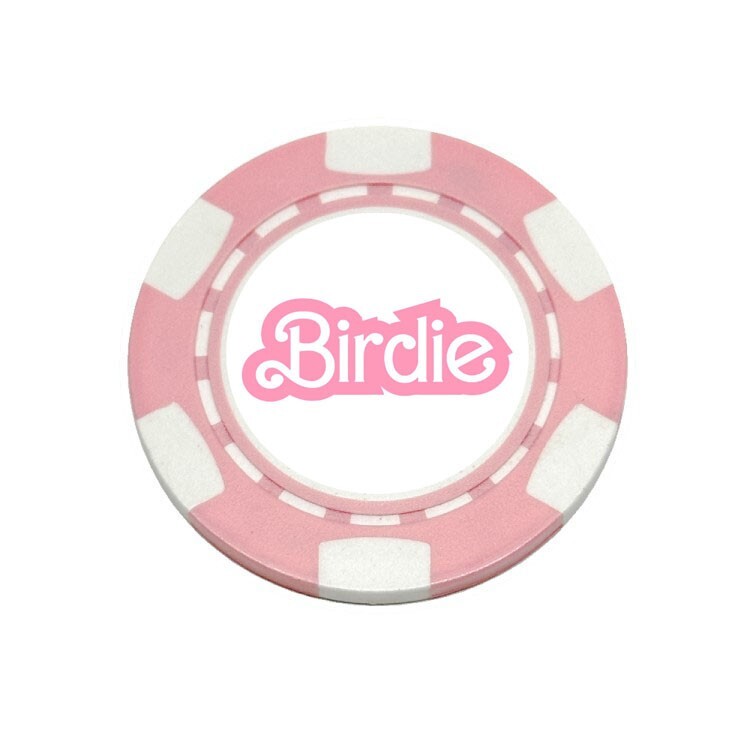 Pink Birdie Barbie Style - Dia-magnetic Poker Chip Golf Ball Marker Card Guard