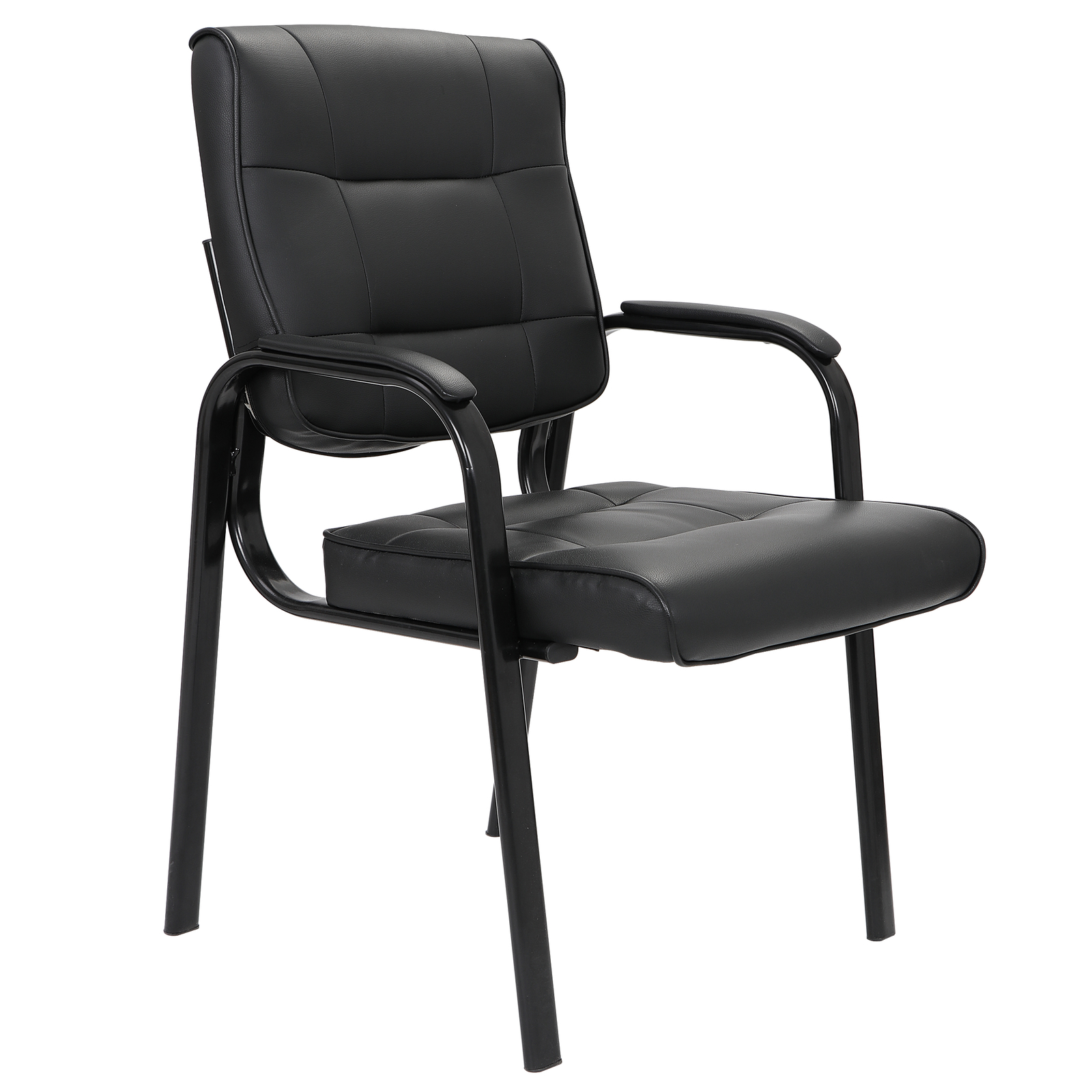 Office Guest Chair Leather Executive Reception Wating Room Chair W/ Metal Frame