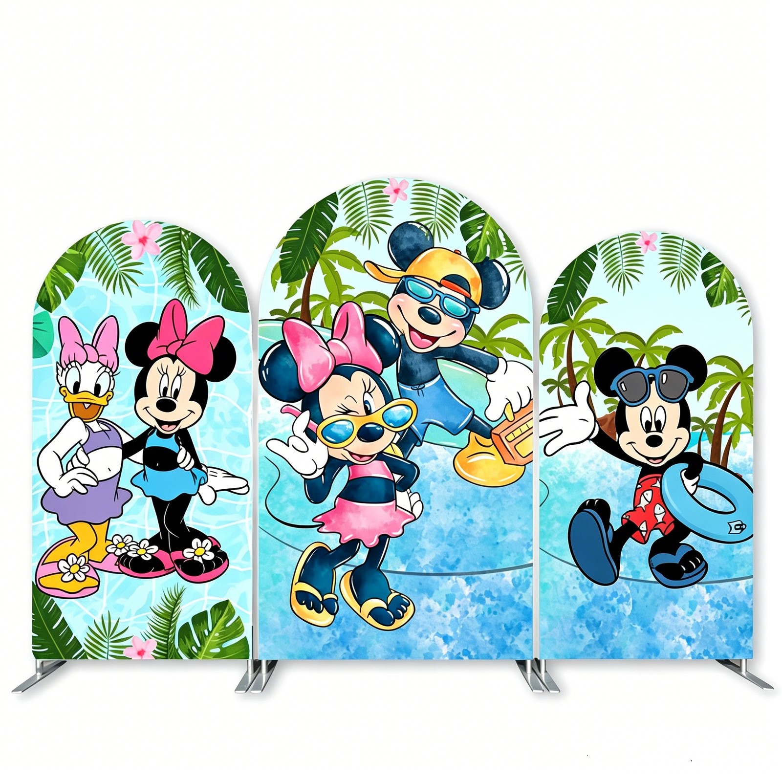 Pool Mickey Minnie Mouse Arch Backdrop Cover Background Birthday Party Decor
