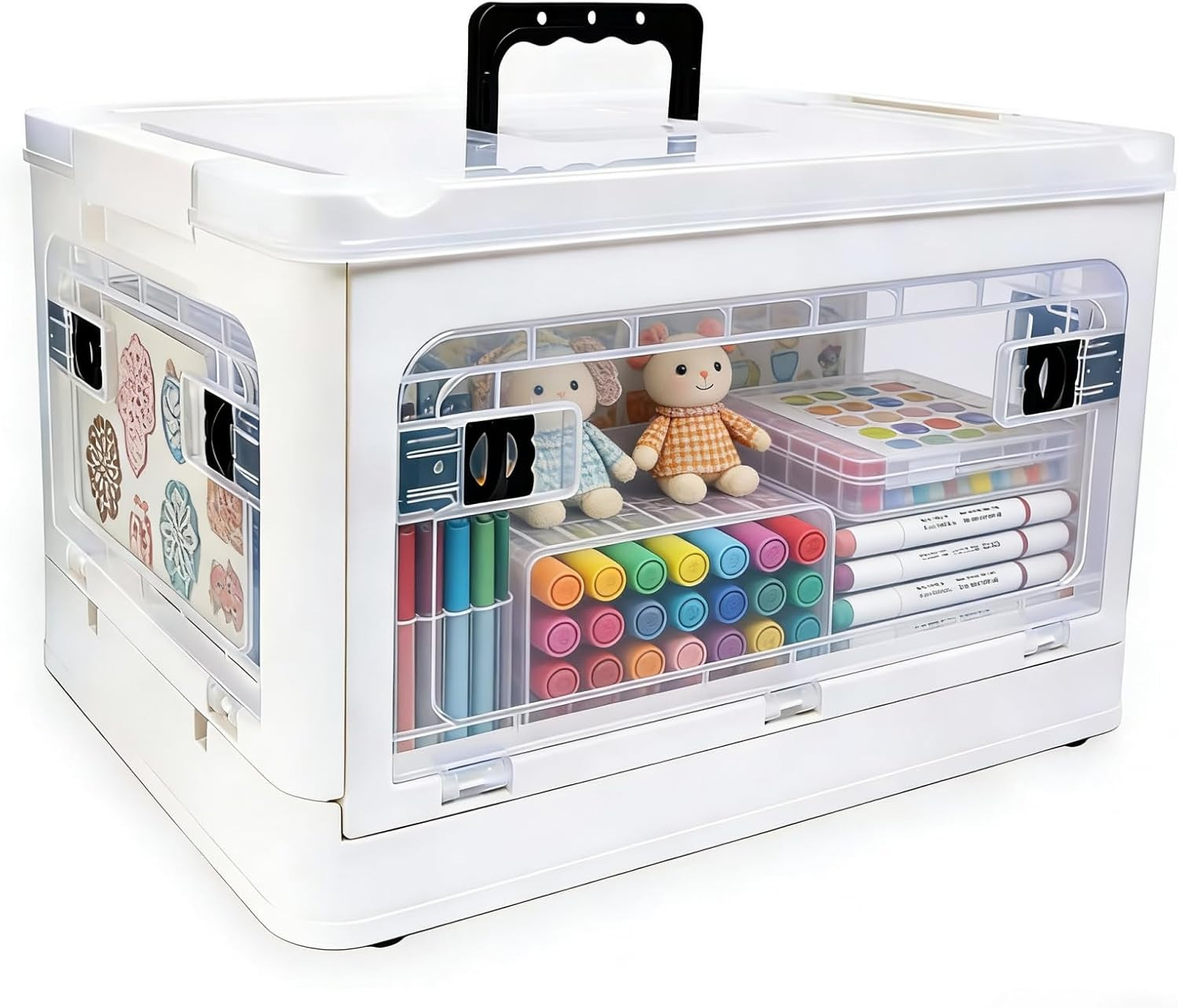 24QT Craft Storage Box with Removable Trays - Art Supply Organizer & Marker Orga